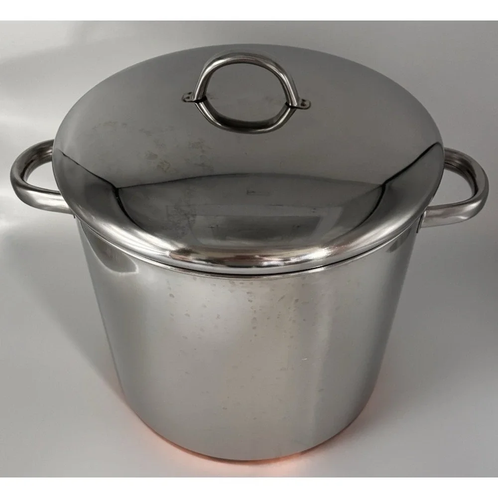 Revere Ware 12 Qt Stock Pot w/ Lid 1801 Copper Bottom Clinton IL USA Kitchen 98d